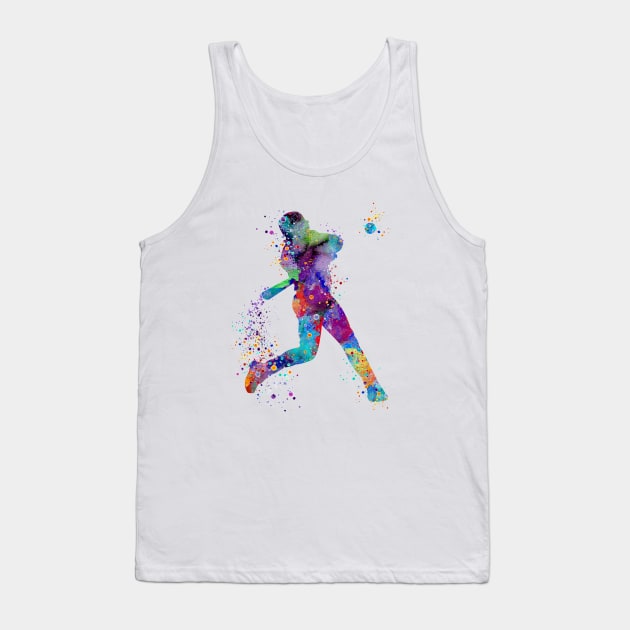 Baseball Boy Batter Softball Player Watercolor Silhouette Tank Top by LotusGifts